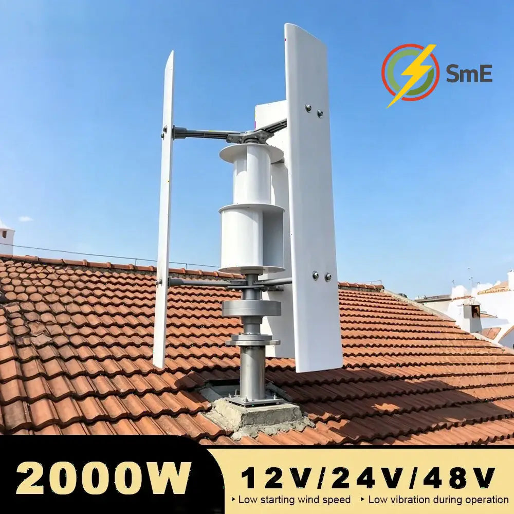 2000W 2KW Vertical Axis Wind Turbine 12V 24V 48V Wind Generator CE Certified Free Energy Low Speed Start Off Grid for