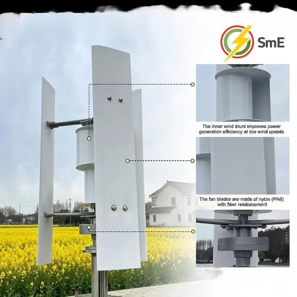 2000W 2KW Vertical Axis Wind Turbine 12V 24V 48V Wind Generator CE Certified Free Energy Low Speed Start Off Grid for
