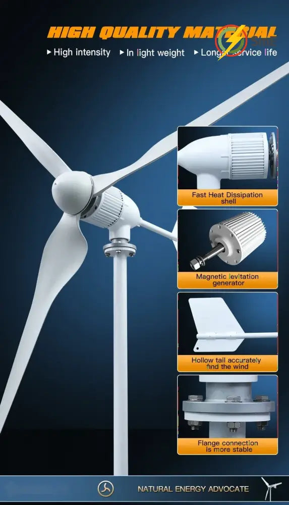 2KW 5KW Horizontal Axis Wind Turbine 12V 24V 48V 96V Wind Generator CE Certified Free Energy Low Speed Off Grid for