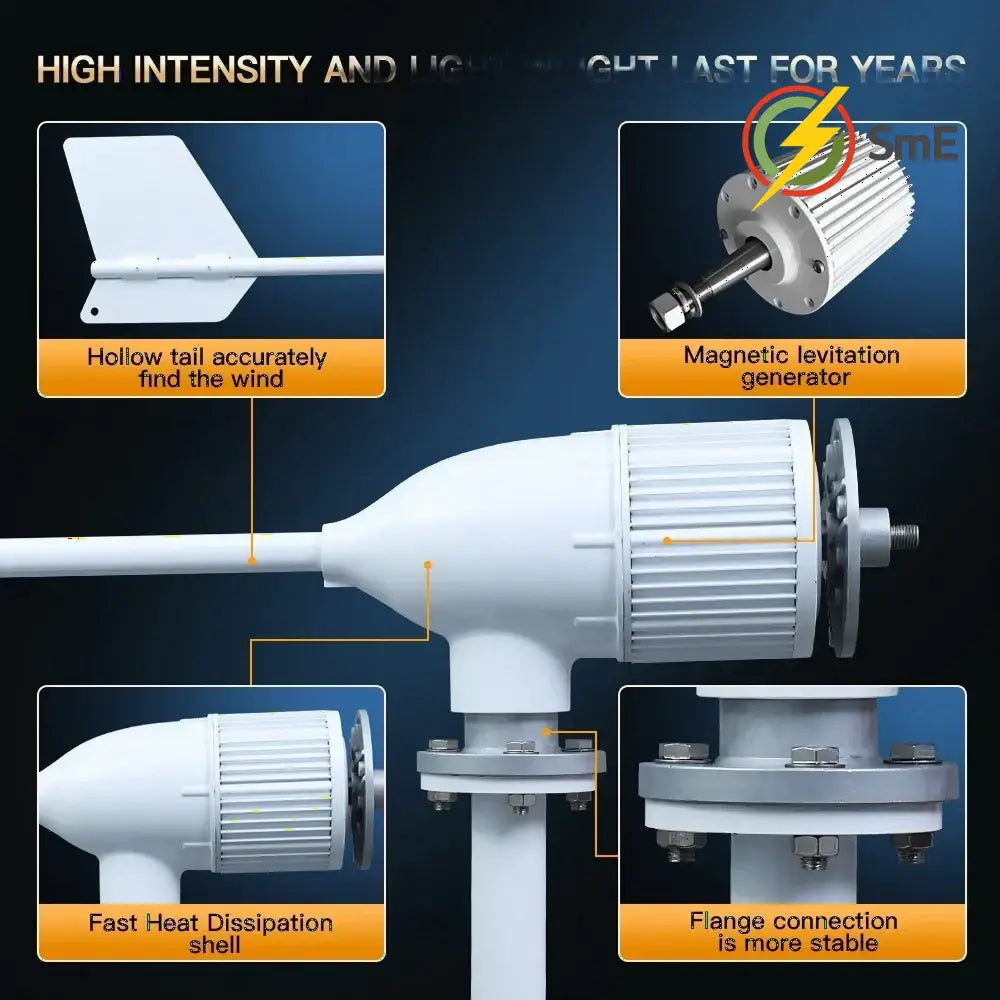 2KW 5KW Horizontal Axis Wind Turbine 12V 24V 48V 96V Wind Generator CE Certified Free Energy Low Speed Off Grid for