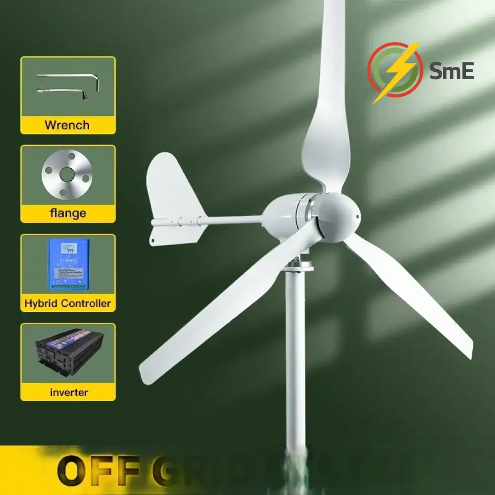 2KW 5KW Horizontal Axis Wind Turbine 12V 24V 48V 96V Wind Generator CE Certified Free Energy Low Speed Off Grid for