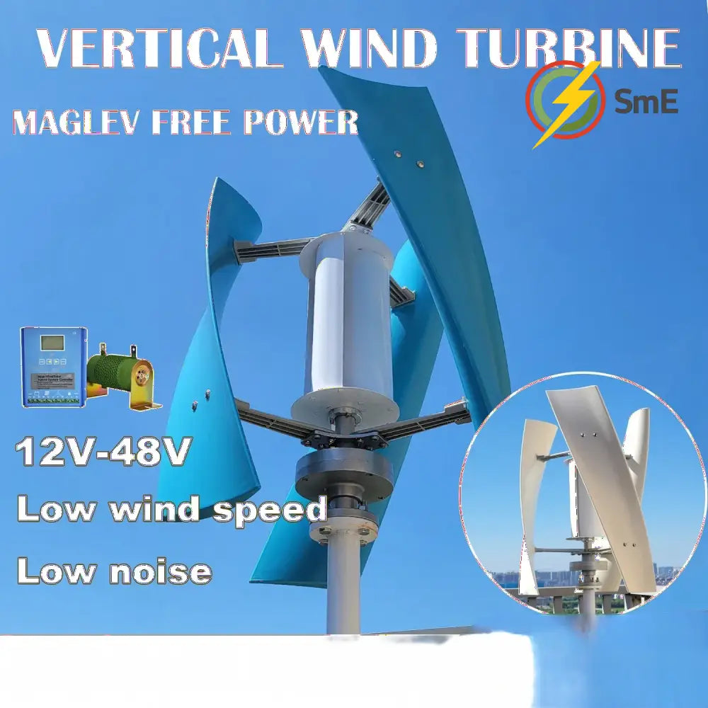 5000W 6000W Vertical Wind Turbine 12V 24V 48V Small Windmill Free Energy Wind Generator for 110V or 220V Household Farm