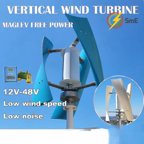 5000W 6000W Vertical Wind Turbine 12V 24V 48V Small Windmill Free Energy Wind Generator for 110V or 220V Household Farm