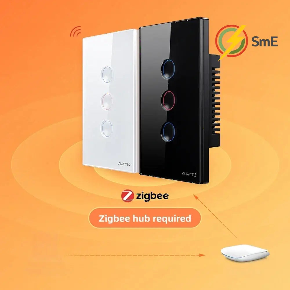 AVATTO Smart Zigbee Touch Groove Light Switch 220V Waterproof Smart Life APP Remote Control Works With Tuya Alexa