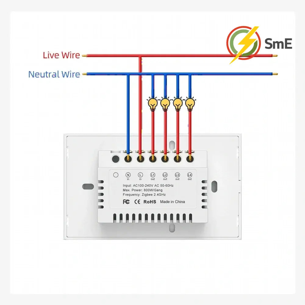 AVATTO Smart Zigbee Touch Groove Light Switch 220V Waterproof Smart Life APP Remote Control Works With Tuya Alexa