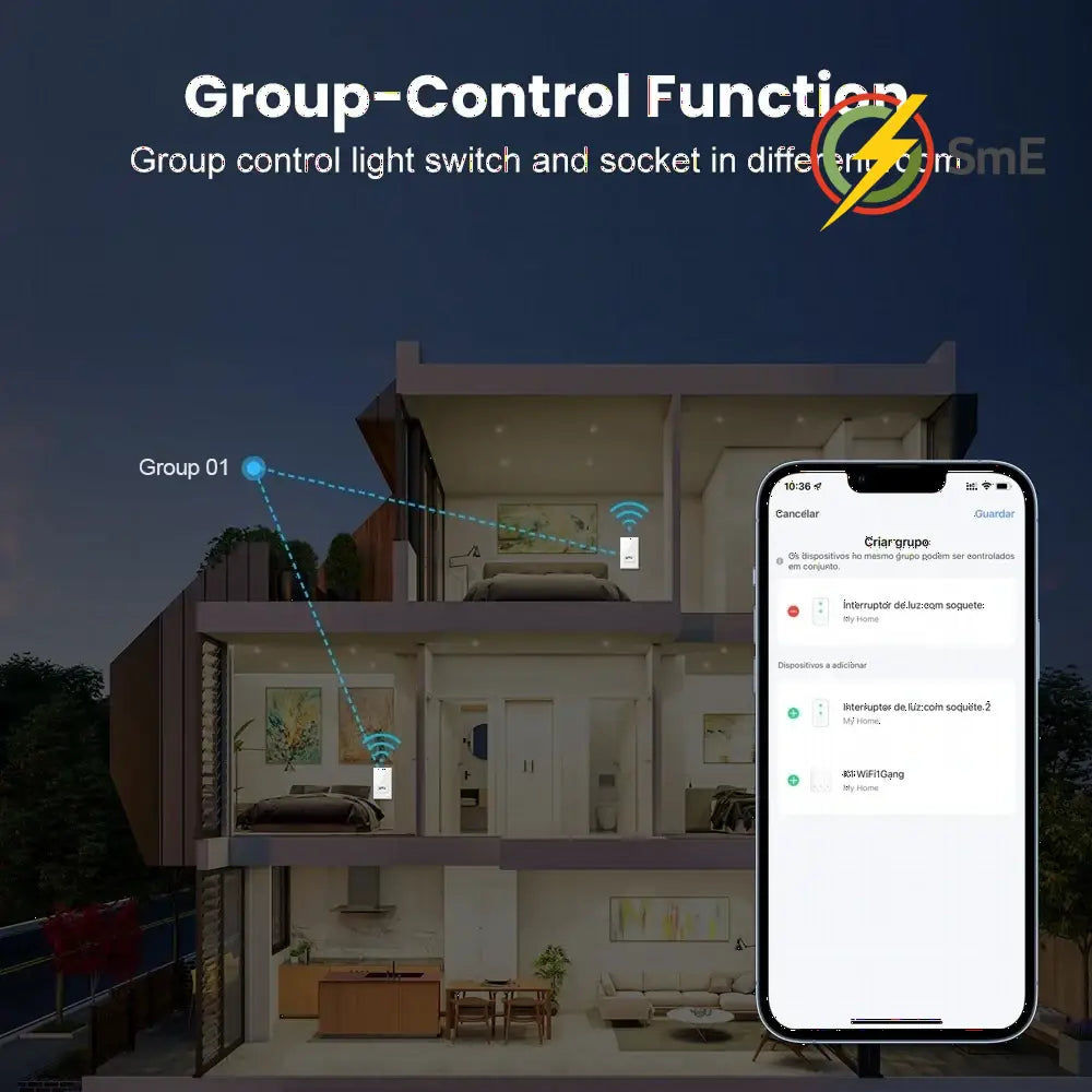 AVATTO Tuya WiFi Smart Light Switch with Socket,Brazil Stand 16A Touch Button Wall Switch,Work for Alexa Google Home