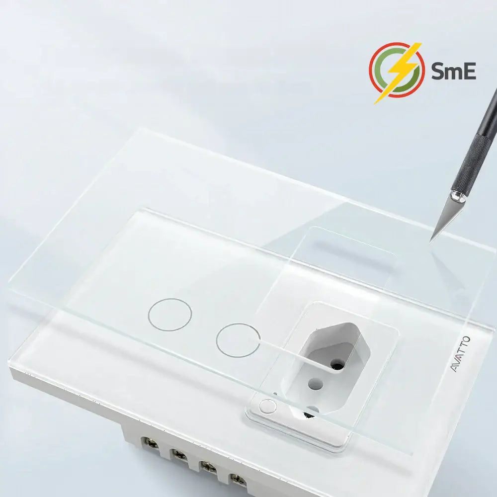 AVATTO Tuya WiFi Smart Light Switch with Socket,Brazil Stand 16A Touch Button Wall Switch,Work for Alexa Google Home