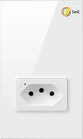 AVATTO Tuya WiFi Smart Light Switch with Socket,Brazil Stand 16A Touch Button Wall Switch,Work for Alexa Google Home