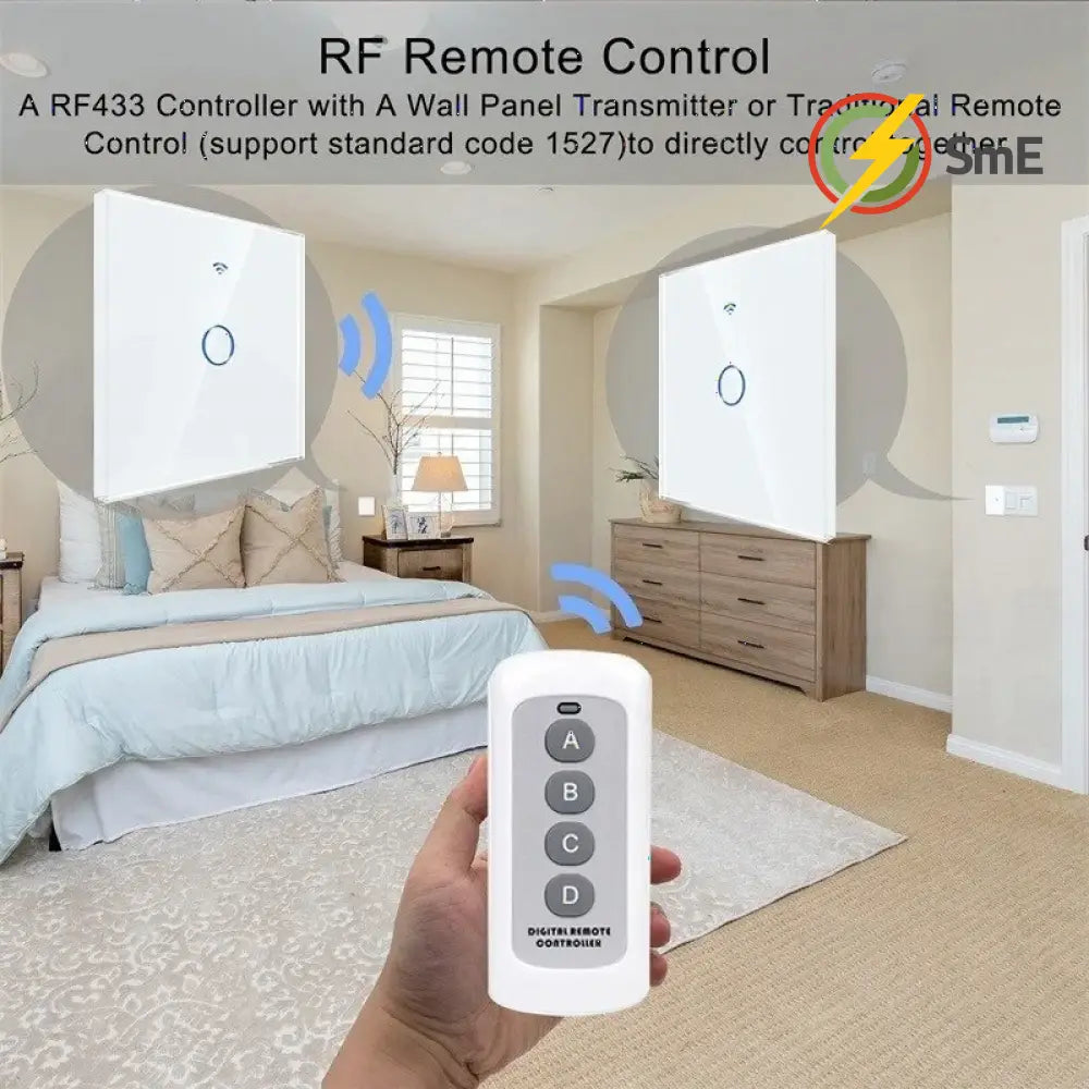 AXUS EU WiFi Smart Light Switches Touch Switch RF433 No Neutral Wire Smart Home Life Tuya App Control Support Alexa