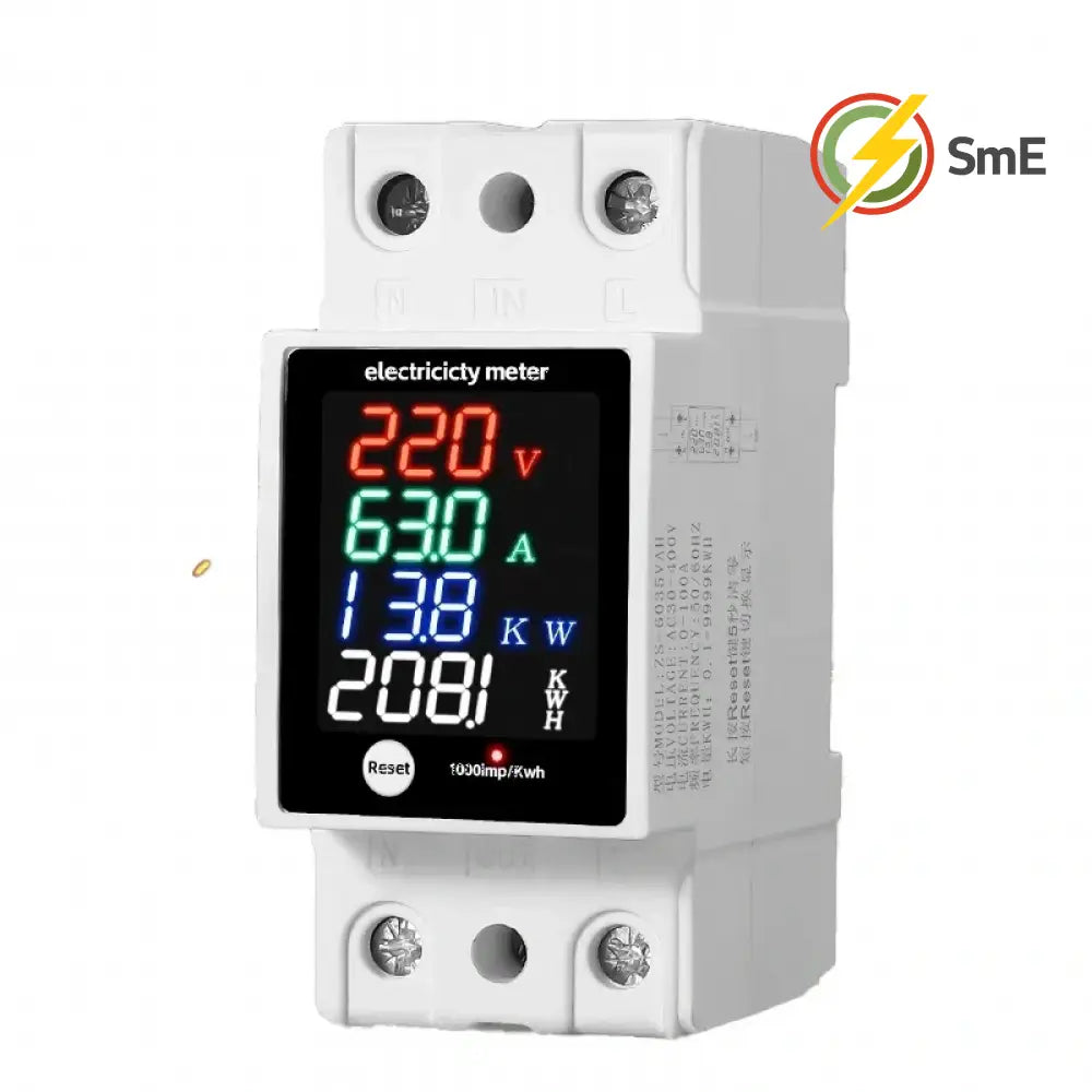 Digital Energy Meter Din Rail Electricity Usage Monitor AC30-400V Voltmeter Ammeter Watt Kwh Frequency Power Meter