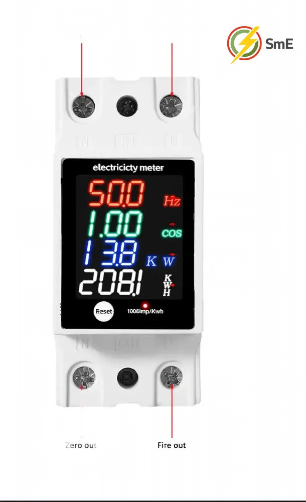 Digital Energy Meter Din Rail Electricity Usage Monitor AC30-400V Voltmeter Ammeter Watt Kwh Frequency Power Meter