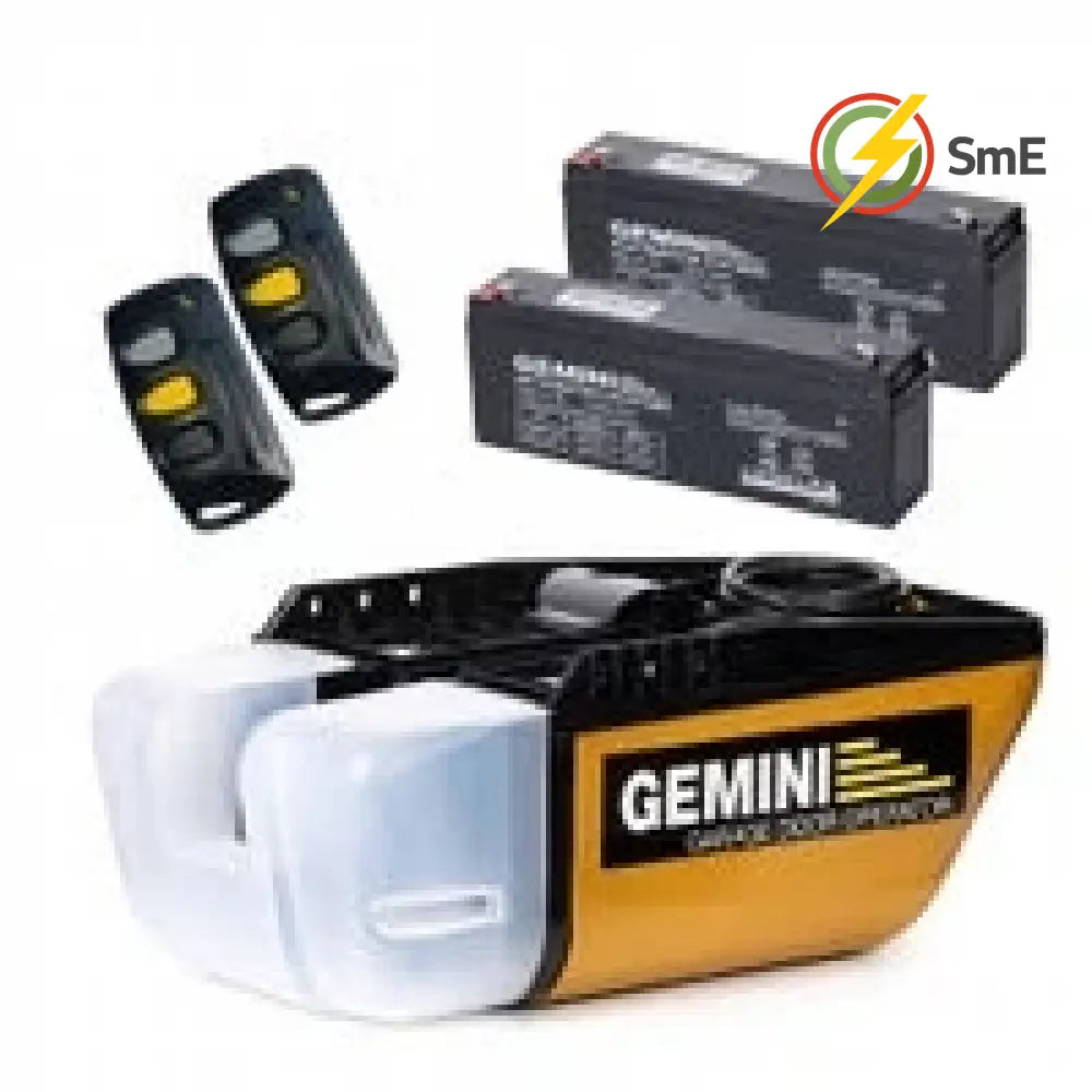 Gemini Sectional Garage Door Motor Kit – 24V DC High-Torque Operator with Heavy-Duty Rail Battery Backup & 2x Remotes