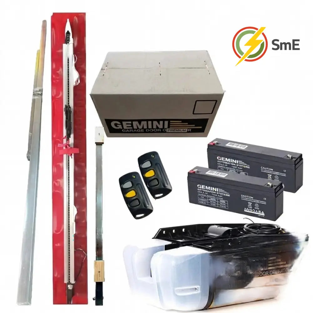 Gemini Sectional Garage Door Motor Kit – 24V DC High-Torque Operator with Heavy-Duty Rail Battery Backup & 2x Remotes