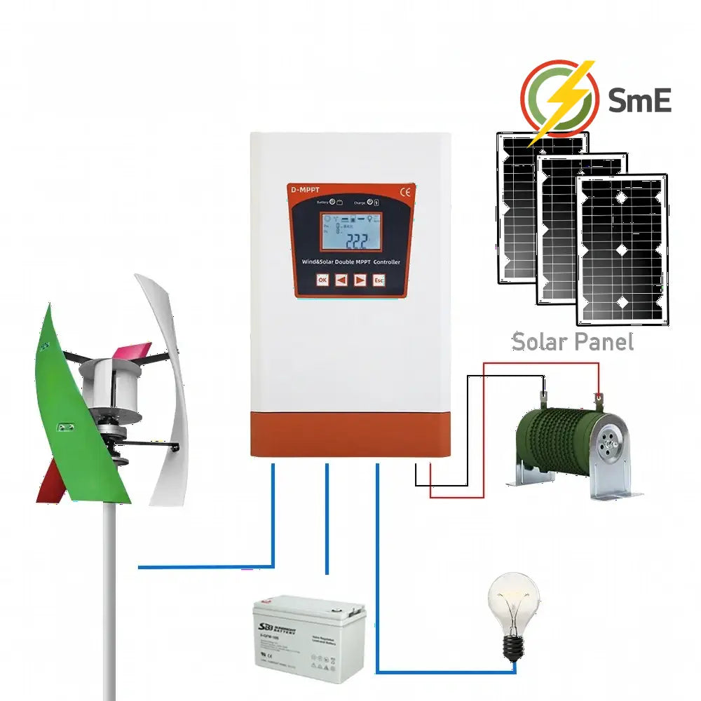 Hybrid Controller 6000W 12V 24V 48V Auto Boost Charger Wind Turbine Generator Solar Panel With Dump Load Hybrid System