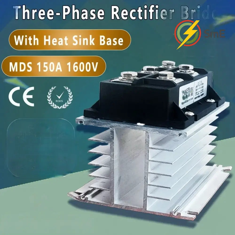 MDS 200A 3-Phase Diode Rectifier Bridge 60A 100A 150A Amp 1600V Bridge Rectifier With Heat Sink Base For Wind Turbine