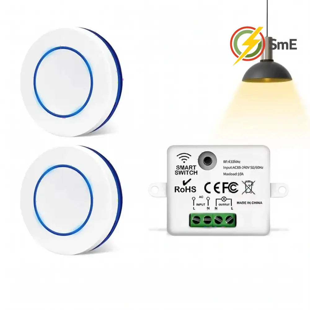 RF 433MHz Wireless 10A Relay Receiver Remote Control Light Switch 220V 110V Mini Round Button Wall Panel Switch For LED