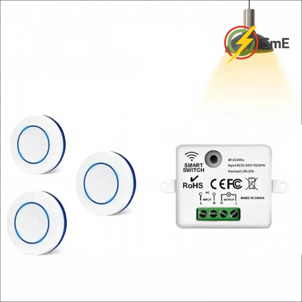 RF 433MHz Wireless 10A Relay Receiver Remote Control Light Switch 220V 110V Mini Round Button Wall Panel Switch For LED