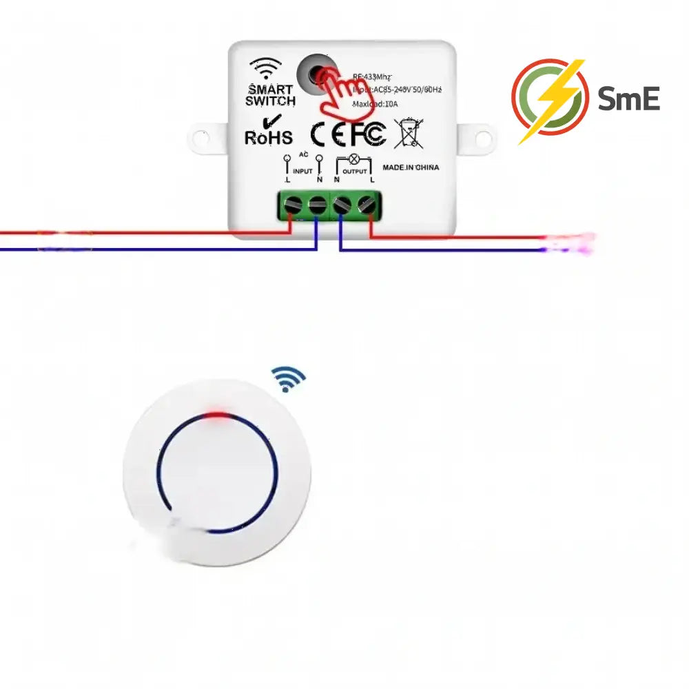 RF 433MHz Wireless 10A Relay Receiver Remote Control Light Switch 220V 110V Mini Round Button Wall Panel Switch For LED