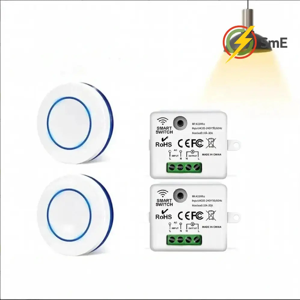 RF 433MHz Wireless 10A Relay Receiver Remote Control Light Switch 220V 110V Mini Round Button Wall Panel Switch For LED
