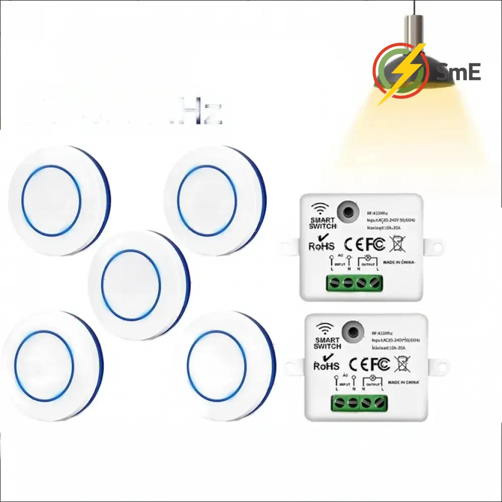 RF 433MHz Wireless 10A Relay Receiver Remote Control Light Switch 220V 110V Mini Round Button Wall Panel Switch For LED