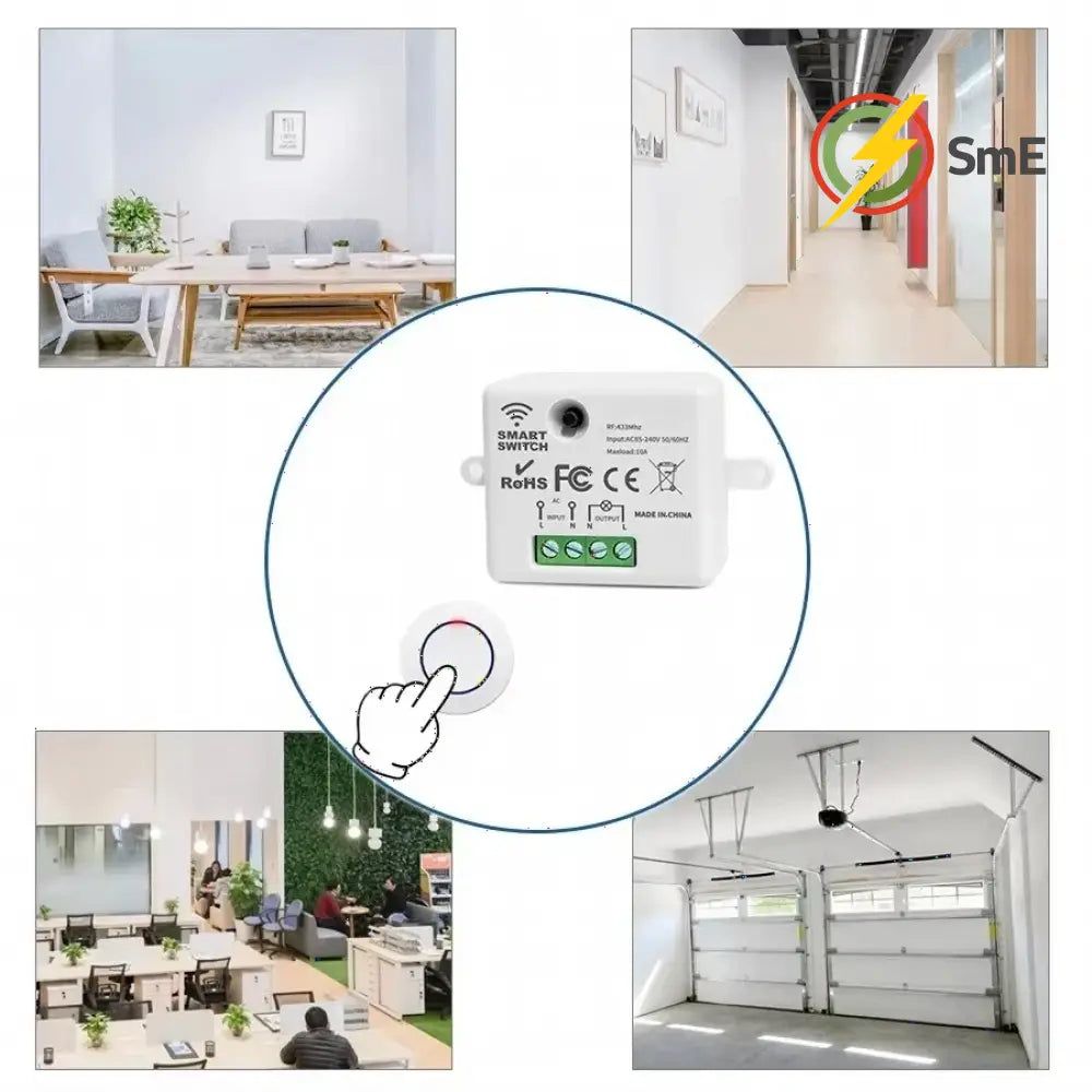 RF 433MHz Wireless 10A Relay Receiver Remote Control Light Switch 220V 110V Mini Round Button Wall Panel Switch For LED