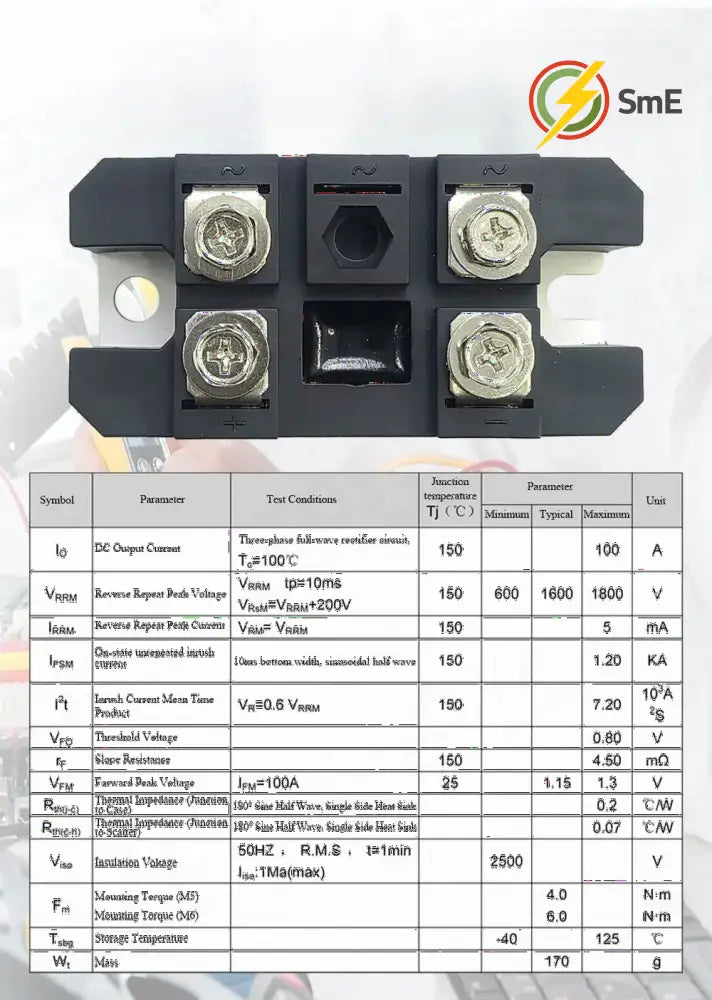 Single Phase Rectifier Bridge Module AC to DC MDQ100A 12V 24V 36V 48V 60V 220V 1000V 1200V 1600V