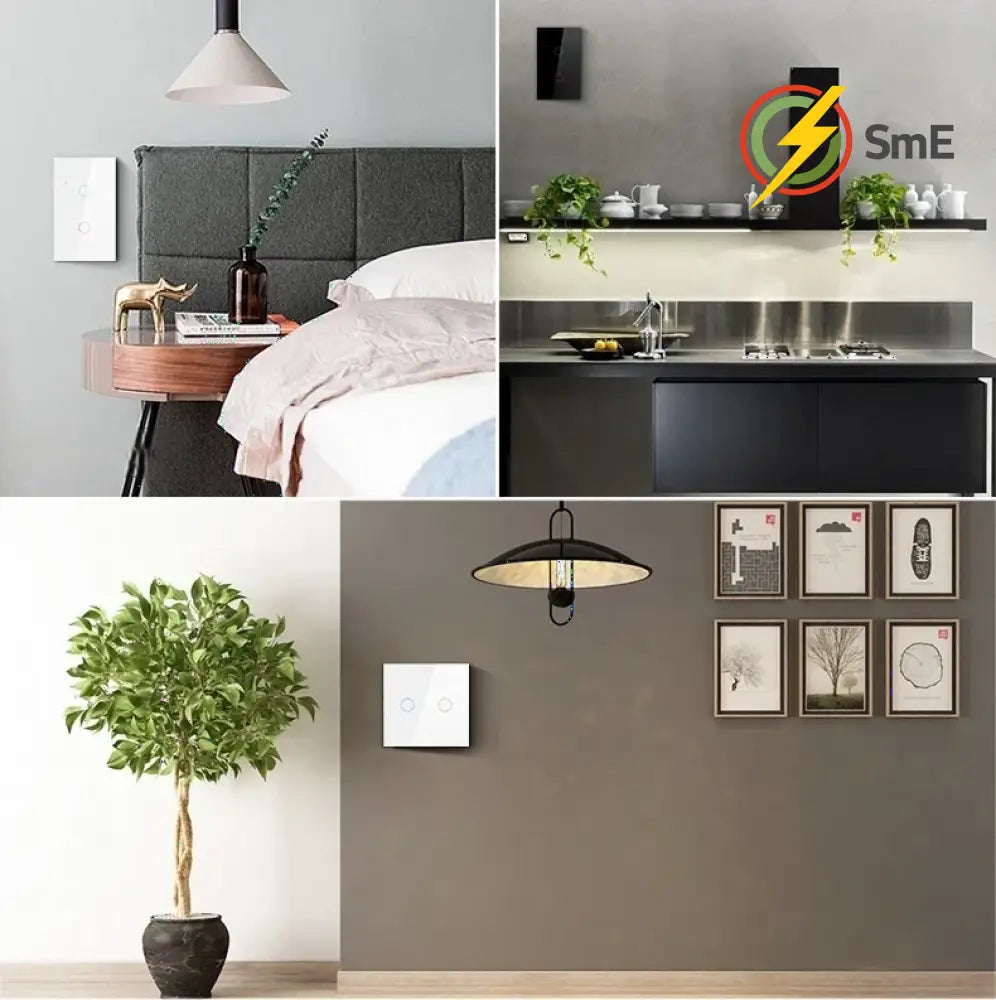 Szaoju Wall Touch Switch EU/US Standard Light Switches LED Crystal Glass Panel AC100-240V Sensor Switches 1/2/3Gang