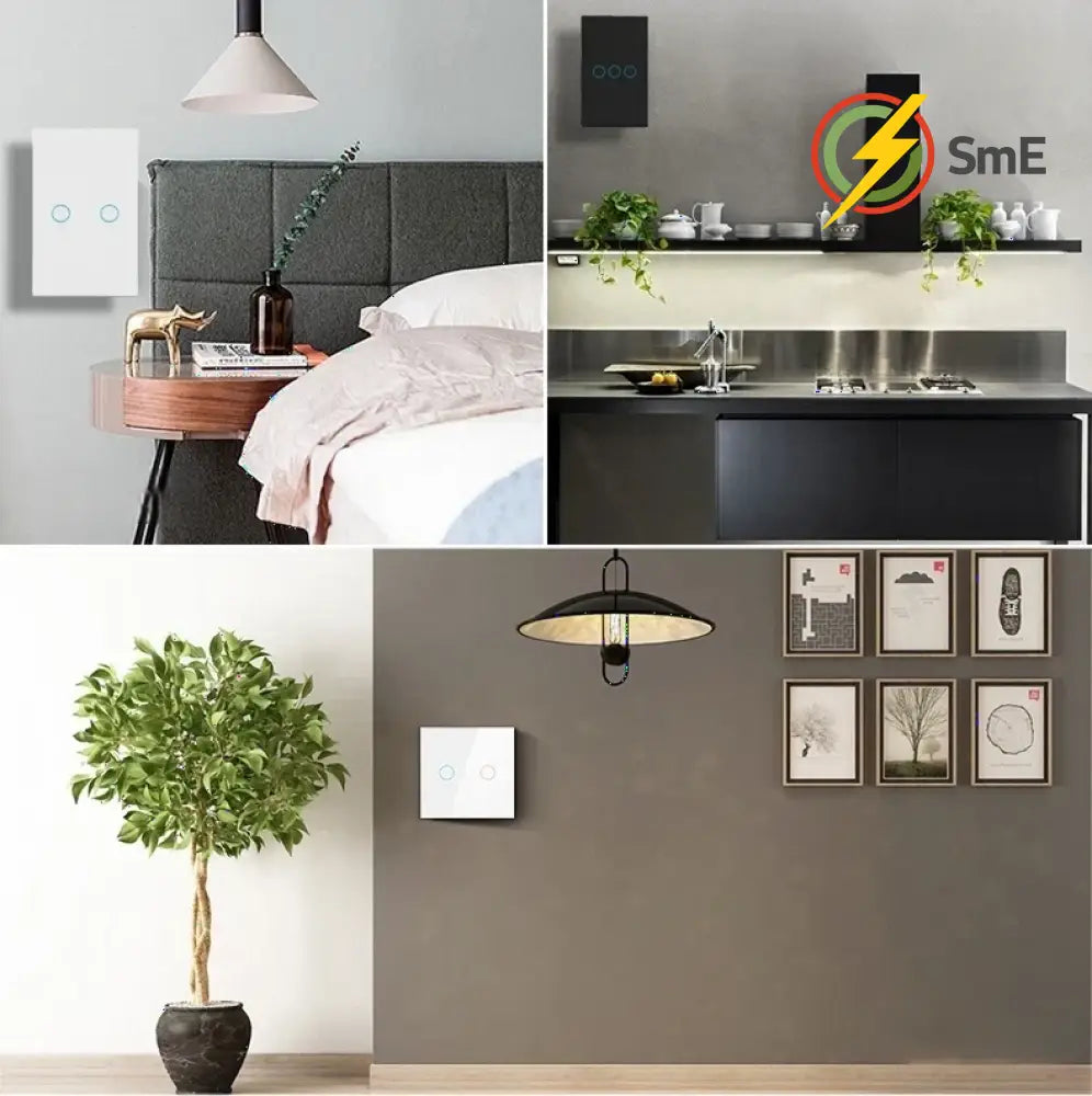 Szaoju Wall Touch Switch EU/US Standard Light Switches LED Crystal Glass Panel AC100-240V Sensor Switches 1/2/3Gang