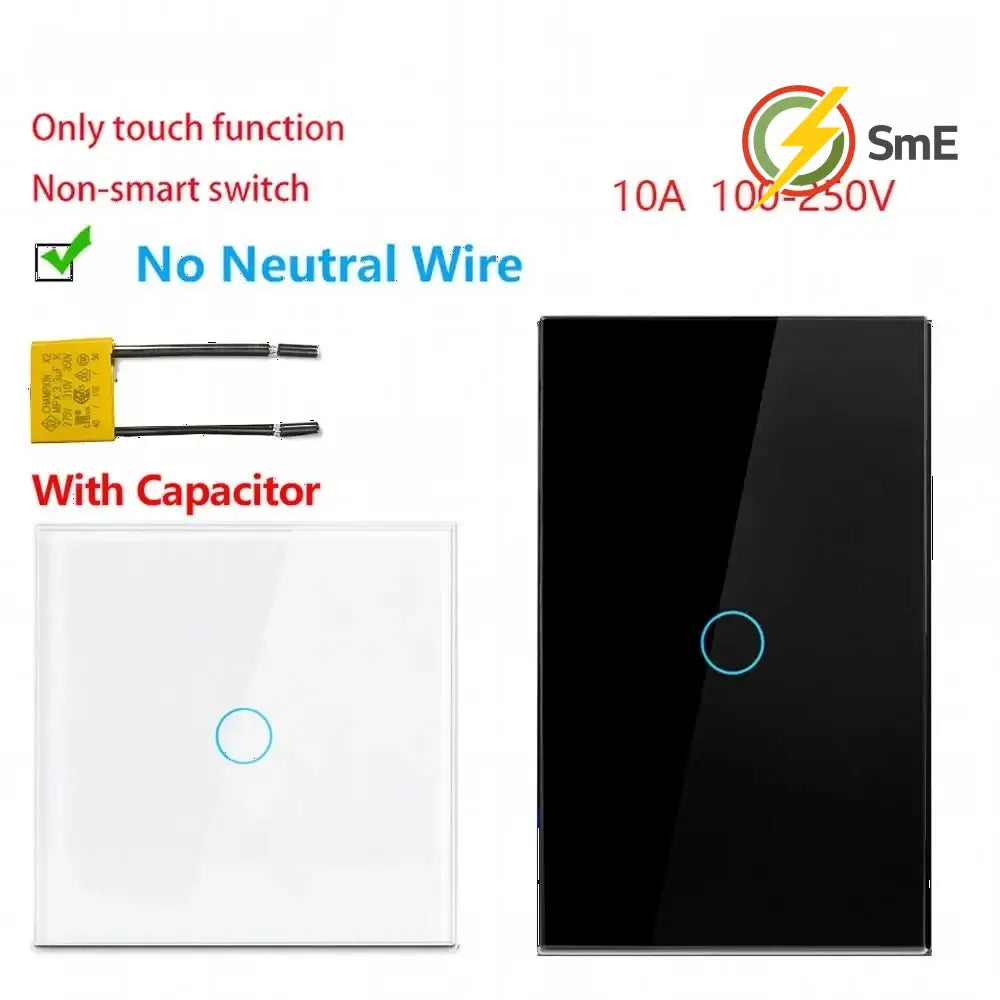 Szaoju Wall Touch Switch EU/US Standard Light Switches LED Crystal Glass Panel AC100-240V Sensor Switches 1/2/3Gang