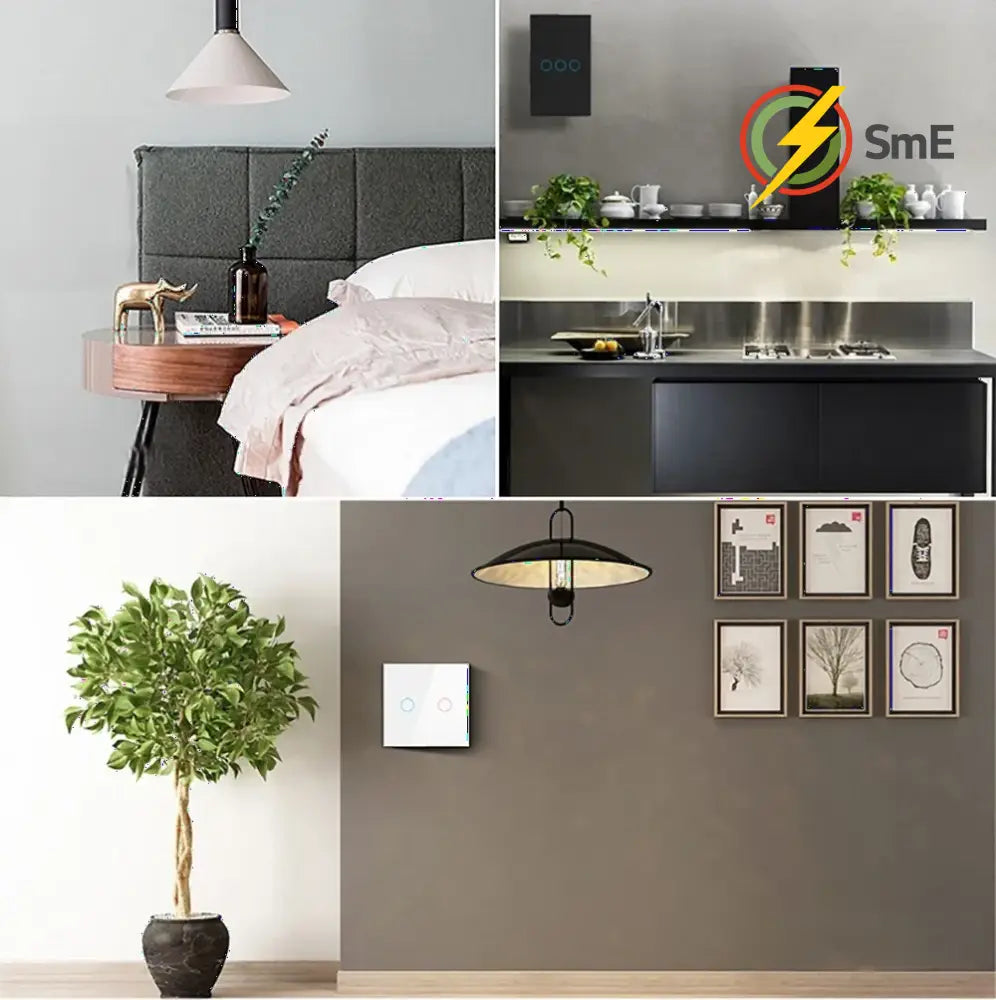 Szaoju Wall Touch Switch EU/US Standard Light Switches LED Crystal Glass Panel AC100-240V Sensor Switches 1/2/3Gang