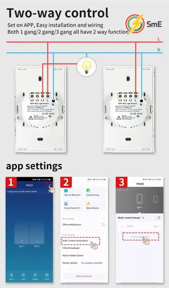 TNCE Tuya US WiFi or Zigbee Smart Wall Switch 1/2/3/4 Gang Wire Touch Sensor LED Light Switches Smart Home Alexa Google