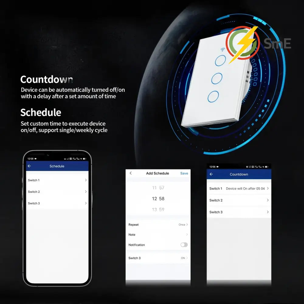 TNCE Tuya US WiFi or Zigbee Smart Wall Switch 1/2/3/4 Gang Wire Touch Sensor LED Light Switches Smart Home Alexa Google