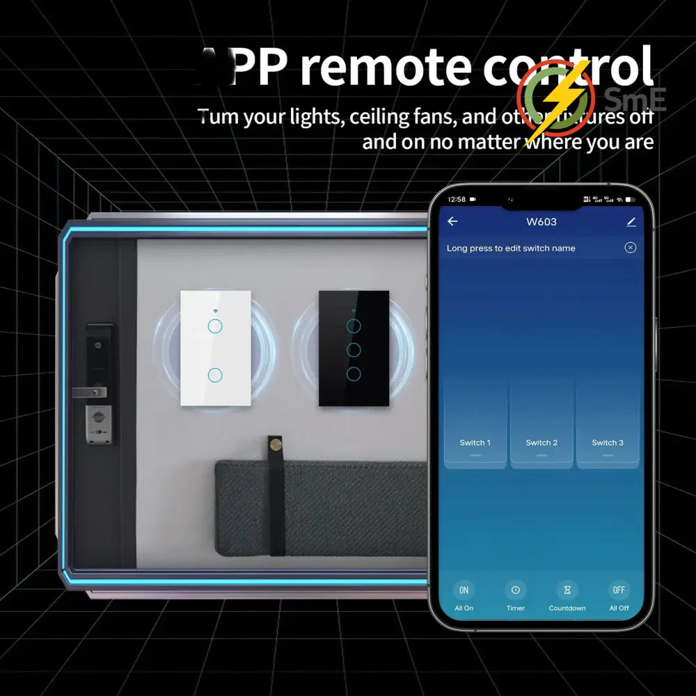 TNCE Tuya US WiFi or Zigbee Smart Wall Switch 1/2/3/4 Gang Wire Touch Sensor LED Light Switches Smart Home Alexa Google