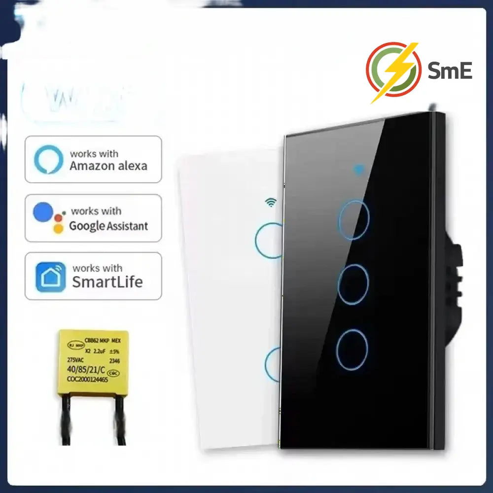 TNCE Tuya US WiFi or Zigbee Smart Wall Switch 1/2/3/4 Gang Wire Touch Sensor LED Light Switches Smart Home Alexa Google