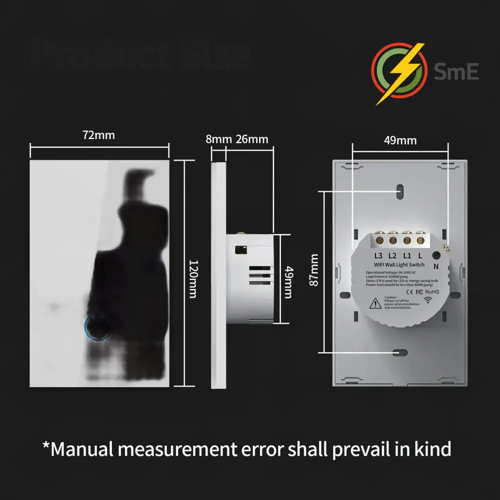TNCE Tuya US WiFi or Zigbee Smart Wall Switch 1/2/3/4 Gang Wire Touch Sensor LED Light Switches Smart Home Alexa Google