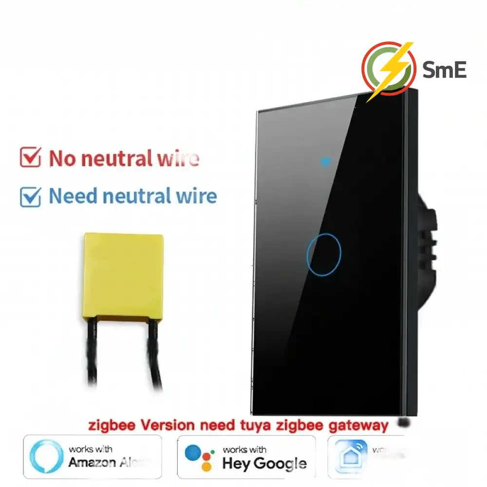 TNCE Tuya US WiFi or Zigbee Smart Wall Switch 1/2/3/4 Gang Wire Touch Sensor LED Light Switches Smart Home Alexa Google