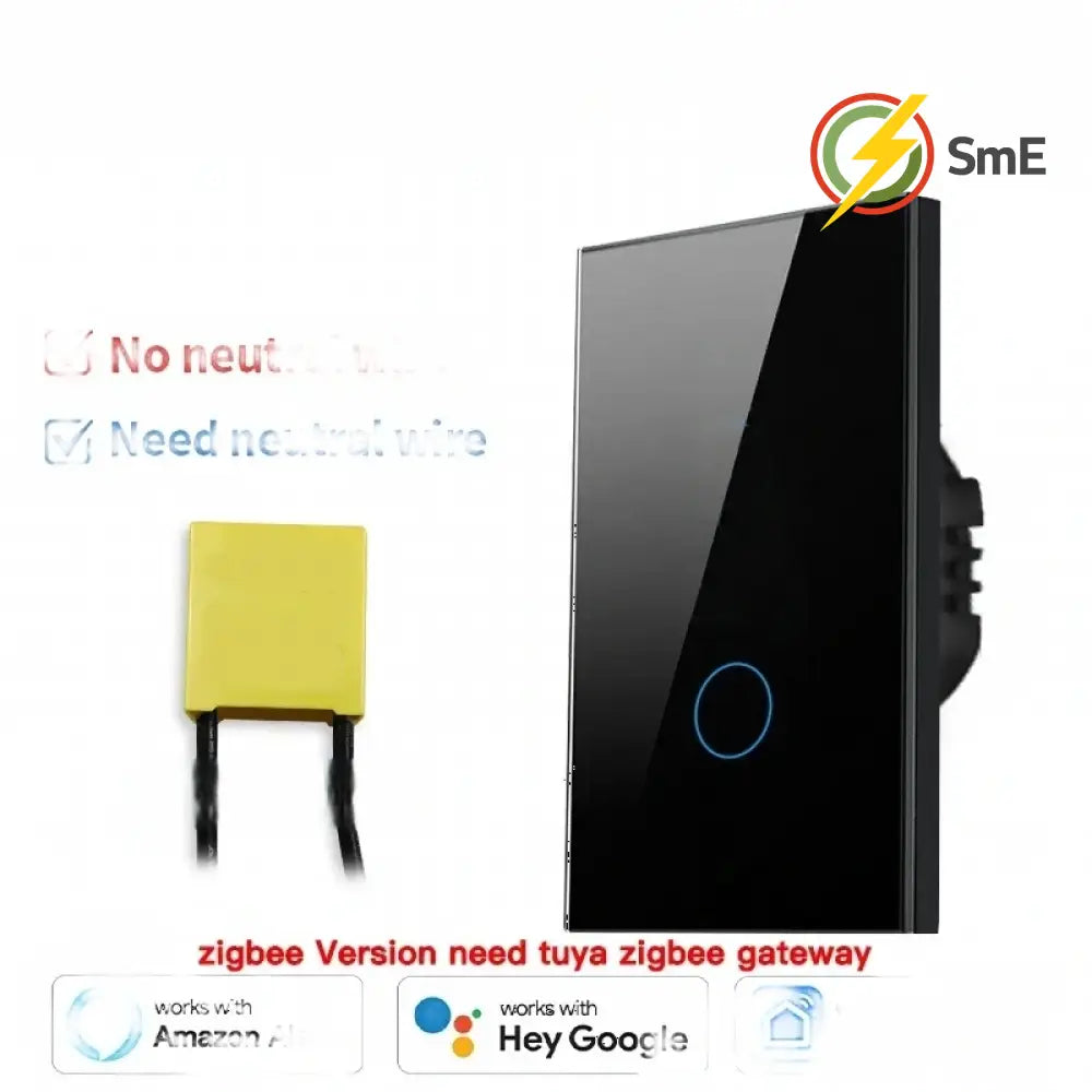 TNCE Tuya US WiFi or Zigbee Smart Wall Switch 1/2/3/4 Gang Wire Touch Sensor LED Light Switches Smart Home Alexa Google