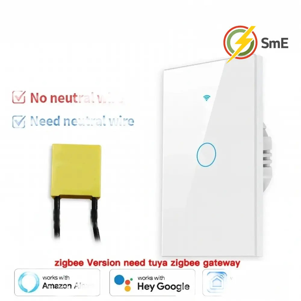 TNCE Tuya US WiFi or Zigbee Smart Wall Switch 1/2/3/4 Gang Wire Touch Sensor LED Light Switches Smart Home Alexa Google