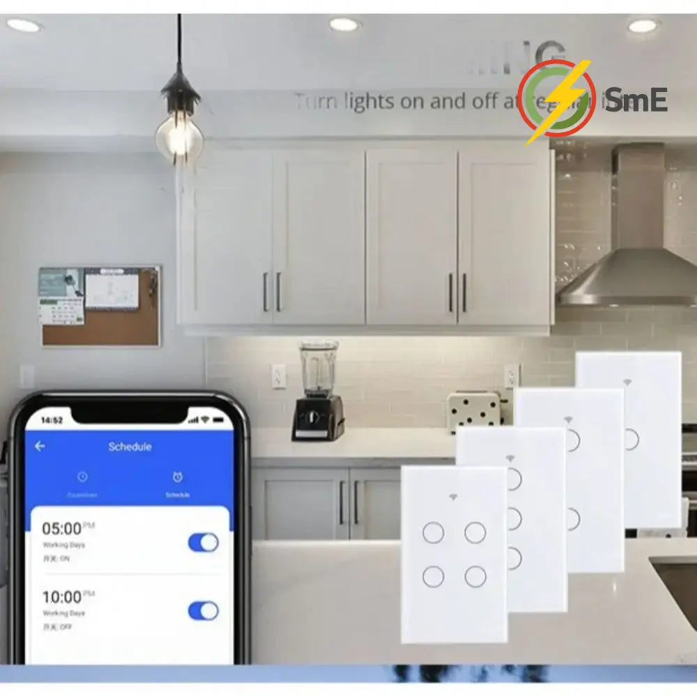 US Plug WiFi Smart Light Switch Single Open App Control Touch Sensor Switch Touch Control Remote Control Wall Switch