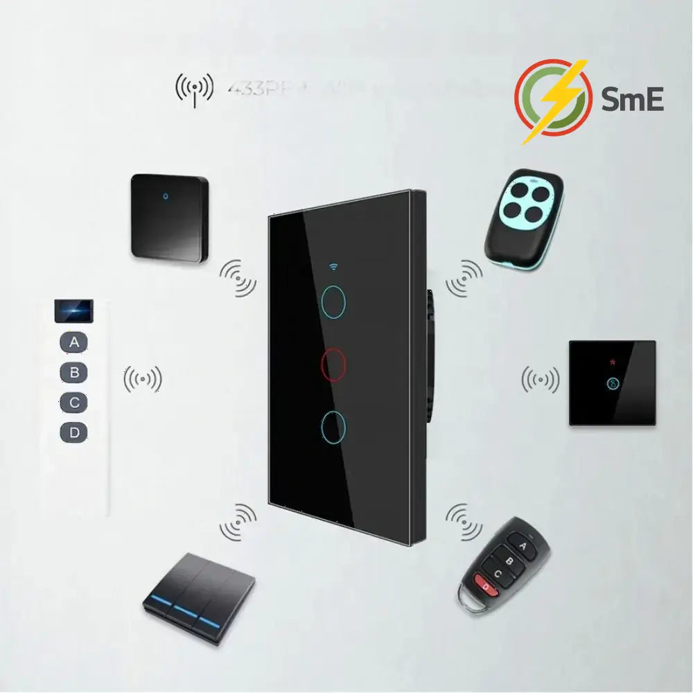 US Plug WiFi Smart Light Switch Single Open App Control Touch Sensor Switch Touch Control Remote Control Wall Switch