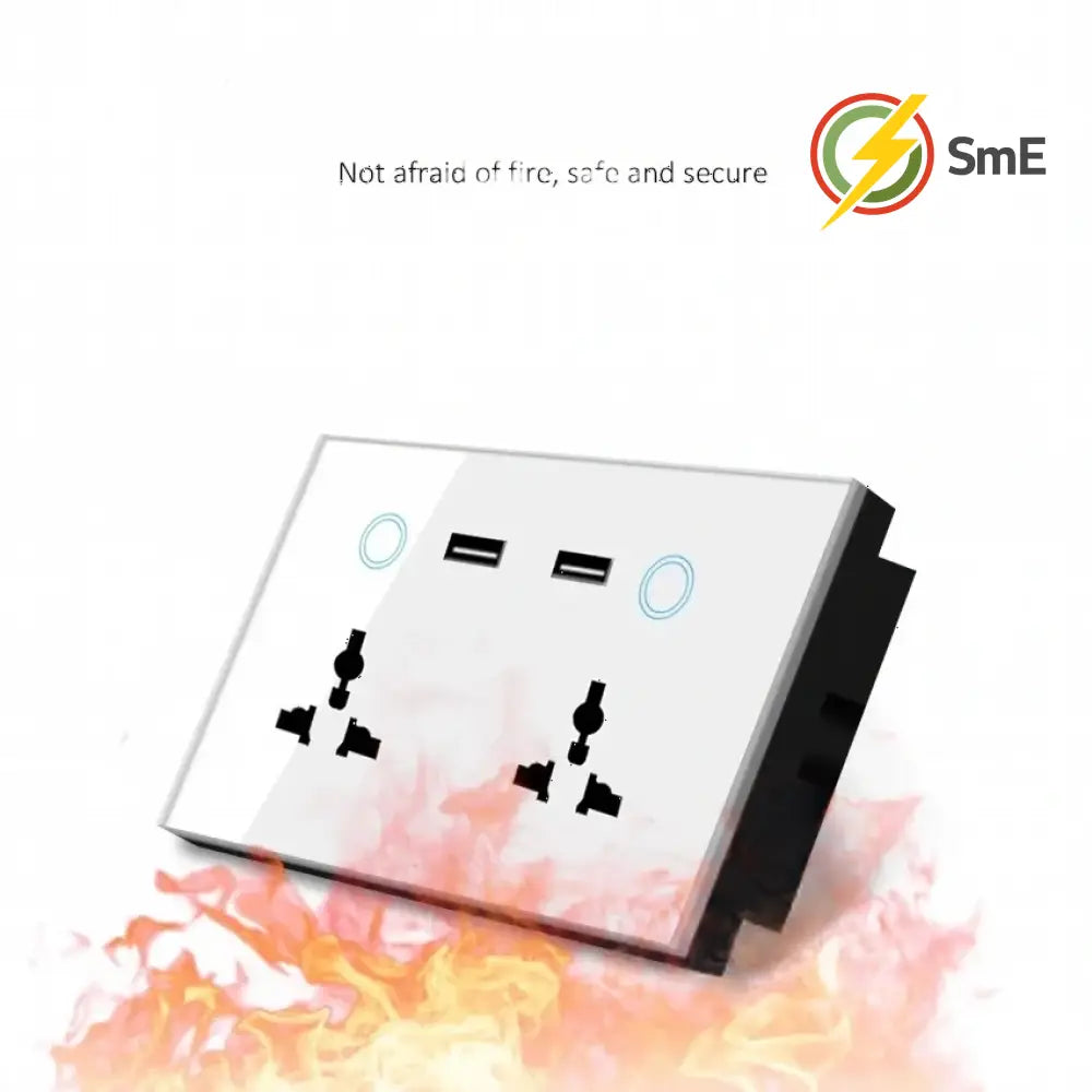 WiFi Wall Socket&USB Charger Universal Plug&UK Standard Works with Tuya Smart Home Socket Crystal Glass Panel Work With
