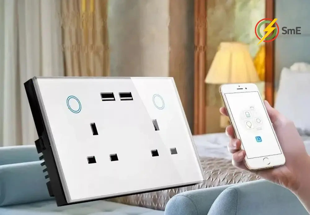 WiFi Wall Socket&USB Charger Universal Plug&UK Standard Works with Tuya Smart Home Socket Crystal Glass Panel Work With