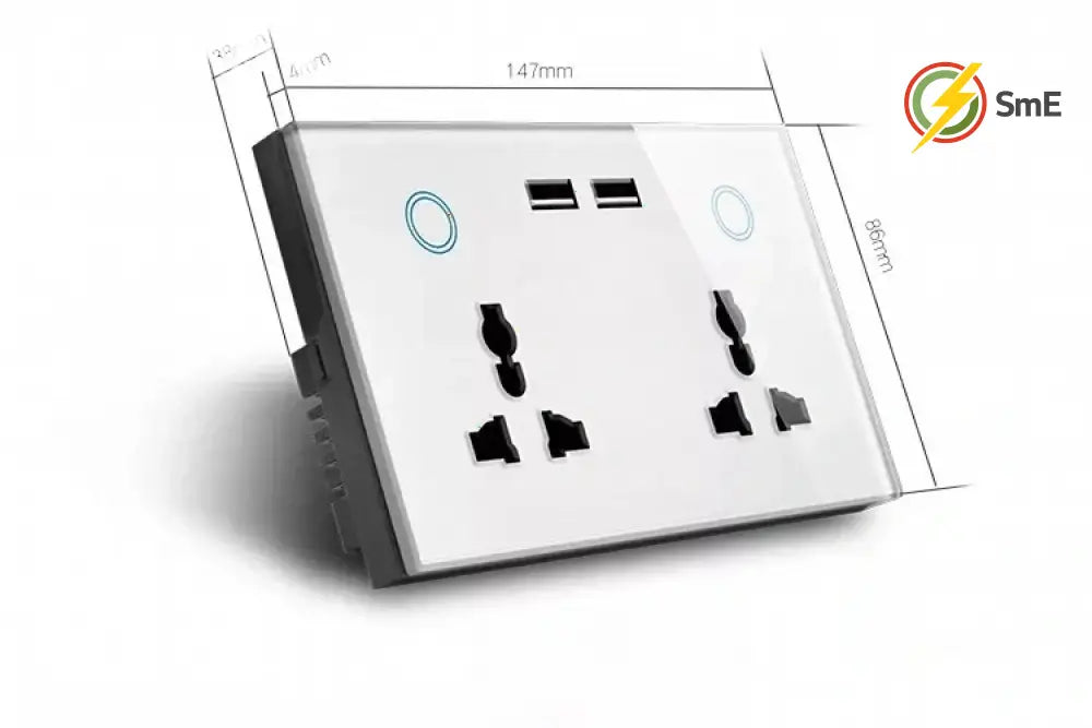 WiFi Wall Socket&USB Charger Universal Plug&UK Standard Works with Tuya Smart Home Socket Crystal Glass Panel Work With